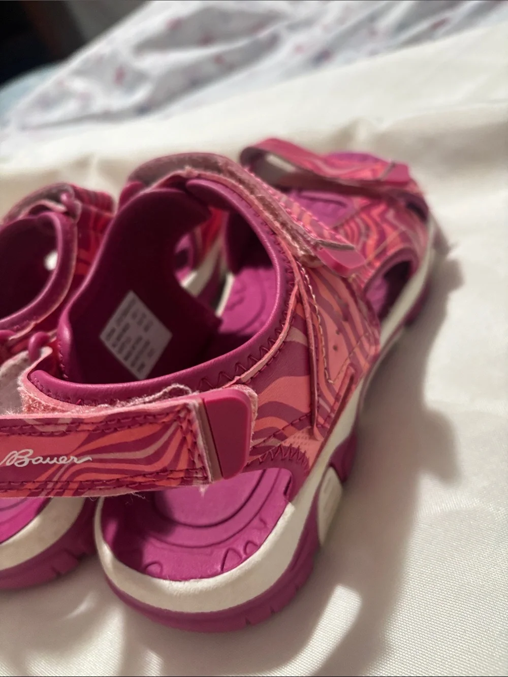 Eddie Bauer Girls Pink Patterned Adjustable Sandals